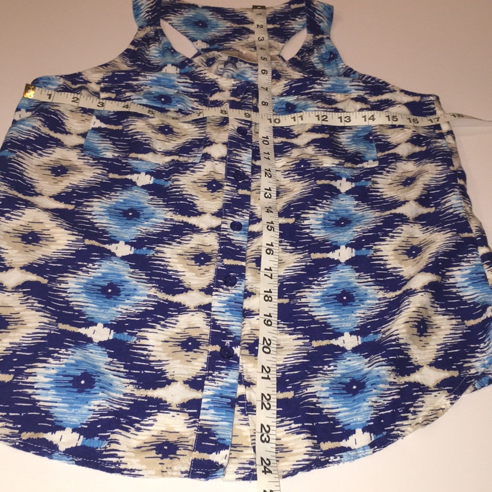 Kenar Linen Bohemian Design Button-Down Tank - image 8